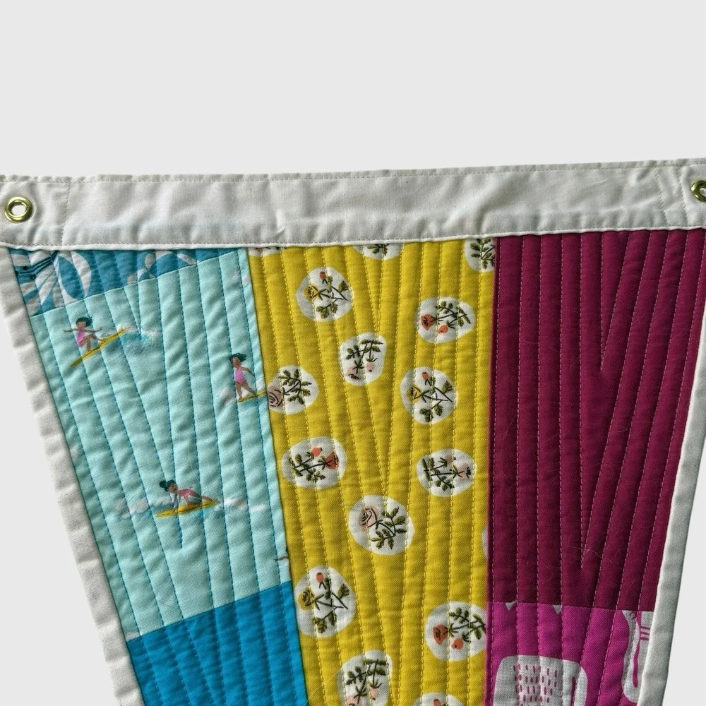 Handcrafted Pansexual Pride Pennant Banner Quilt Wall Hanging Modern 15.5x20.75